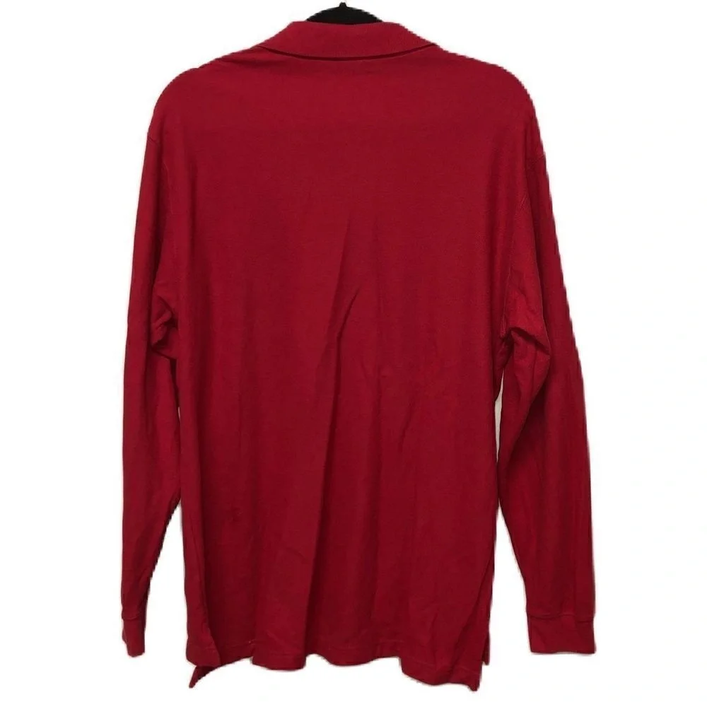 L.L.‎ Bean Mens Size Medium Regular Red 100% Cotton Long Sleeve Polo Shirt